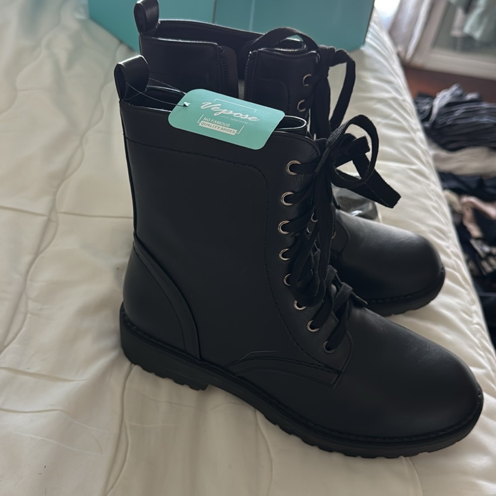 Vagabond Black Combat Boots - Picture 2 of 6